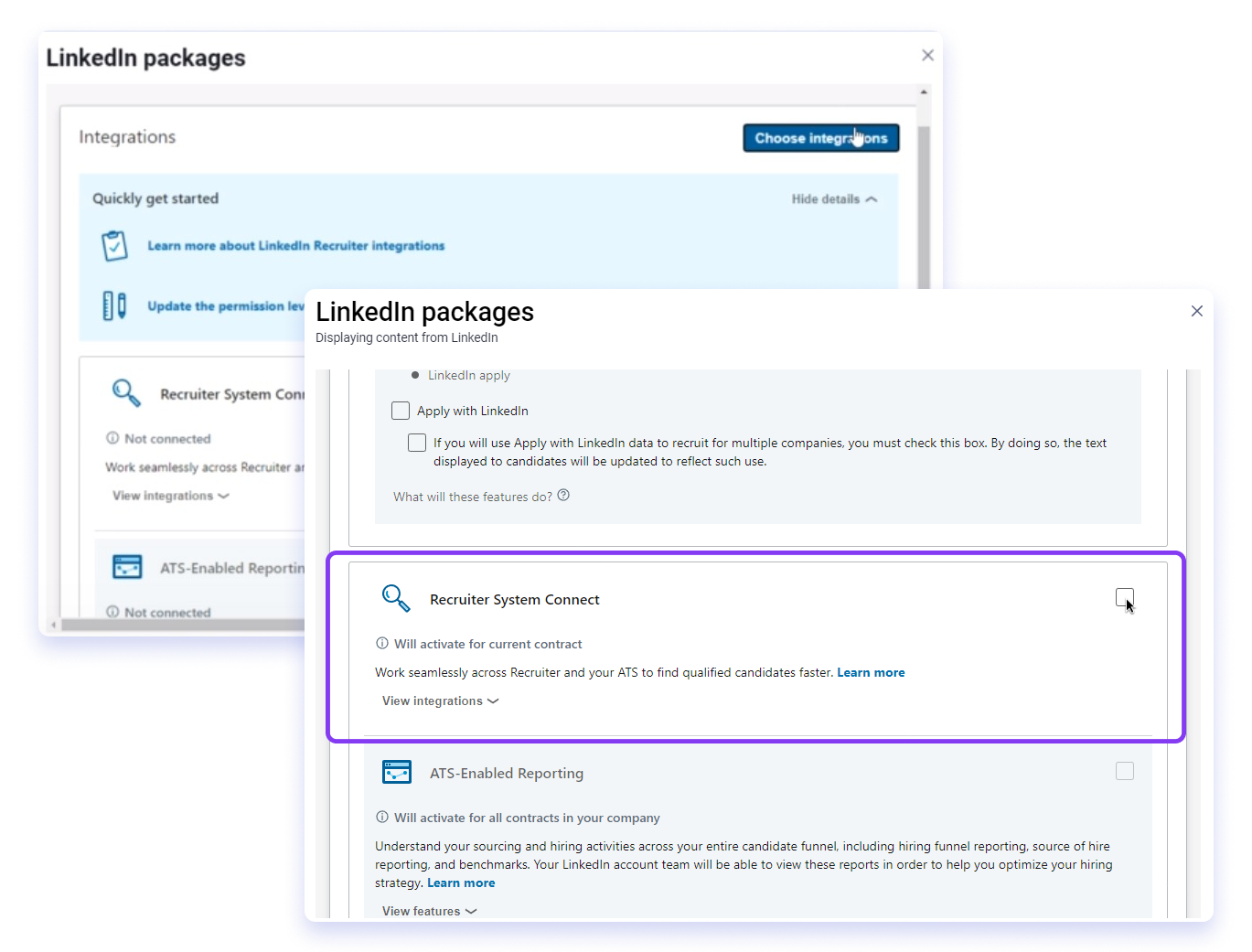 Integration with LinkedIn RSC – Spark Hire Recruit Support